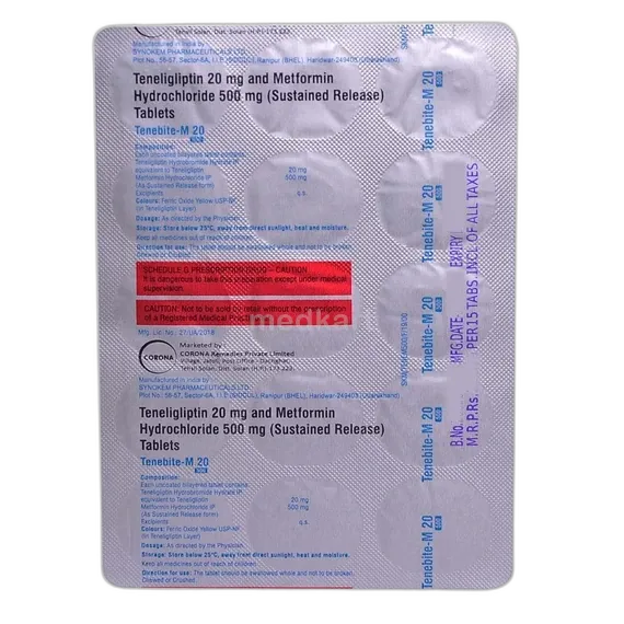 tenebite m 20/500mg tablet 15's